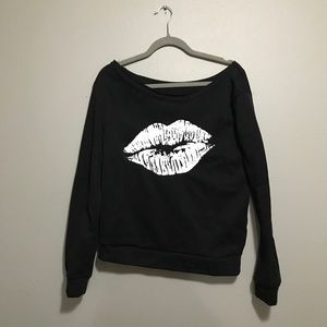 Lips off shoulder sweater